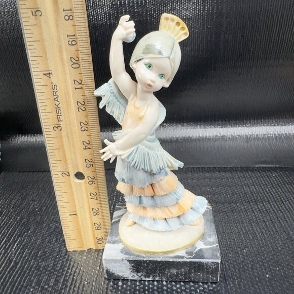 Simonelli Fontanini Carrara Marble Base Depose Italy Figurine Flamingo Dancer - Picture 3 of 9